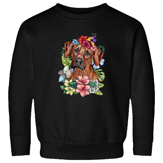 Rhodesian Ridgeback Dog Botanical Plant Flower Floral Sweatshirts