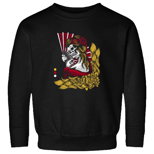 Japanese Geisha Skeletons Lotus Streetwear Sweatshirts