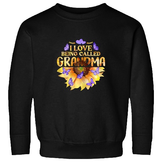 womens x0m i love being called grandma sunflower butterfly Sweatshirts