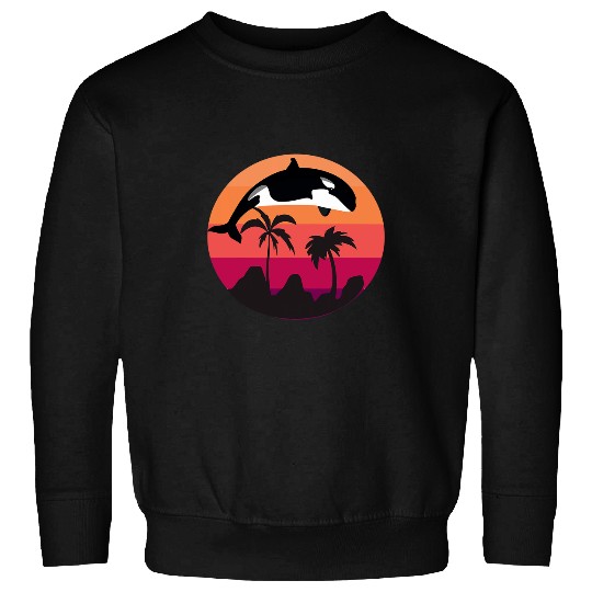 Orca Family vintages Retro ArtKiller Whale Familyfunny Sweatshirts