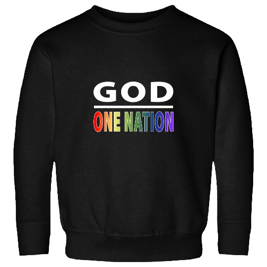 One Nation Under God Line Art Rainbow Patriotic Christian Sweatshirts
