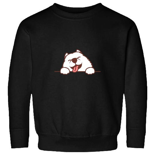 Dog Samoyed Cute Samoyed Dog Laughing Sweatshirts