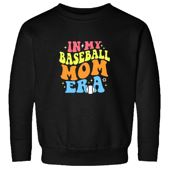 In My Baseball Mom Era Baseball Lover Groovy vintages Retro T Sweatshirts