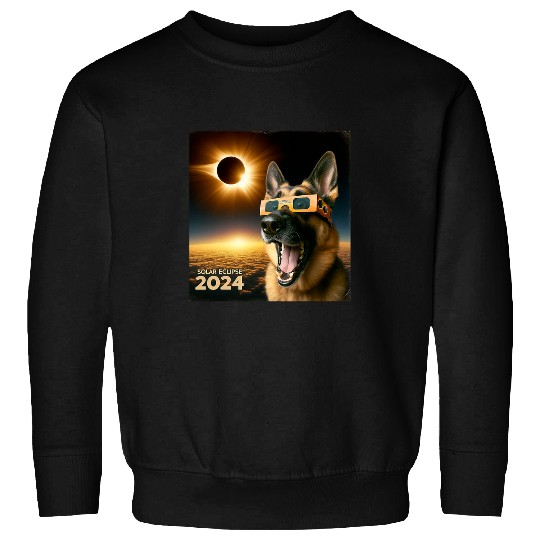 Funny Selfie German Shepherd Kids Womens Mens Solar Eclipse Sweatshirts