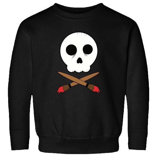 Skull and Paintbrush Artist Crossbones Sweatshirts