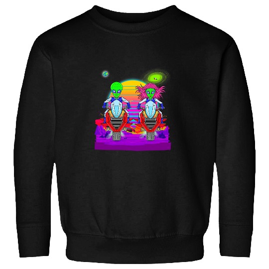 Retro vaporwave 80s 90s outers pace couple motorcycle rider Sweatshirts