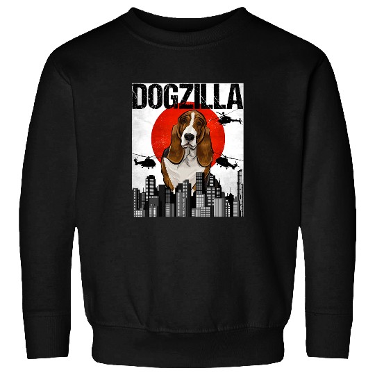 Funny vintages Japanese Dogzilla Basset Hound Sweatshirts