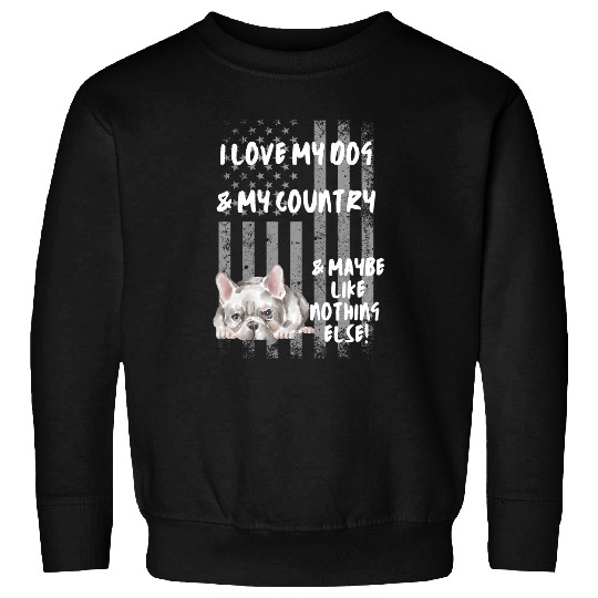 Patriotic Bulldog American Flag I Love My Dog My Country Sweatshirts