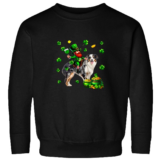 Patricks Day Funny Man Drinking Wines On Australian Shepherd Sweatshirts