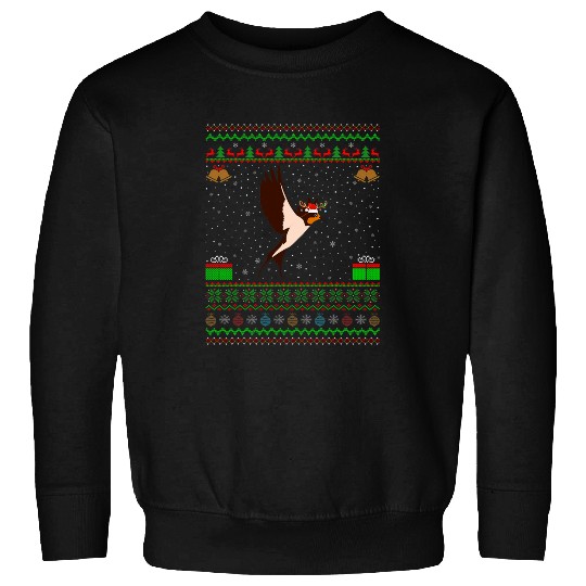 Reindeer Santa Hat Matching Ugly Swallow Bird Christmas Sweatshirts