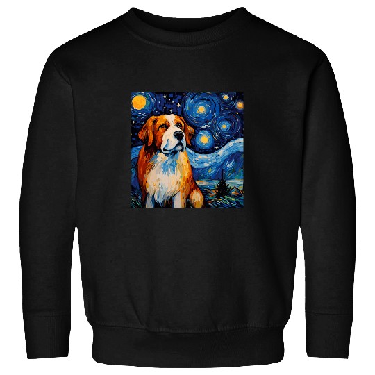Saint Bernard Starry Night For Dog Mom Dog Dad Sweatshirts