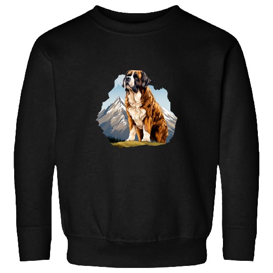 Saint Bernard Dog In Front Of A Mountain St Bernard Dog 4 Sweatshirts