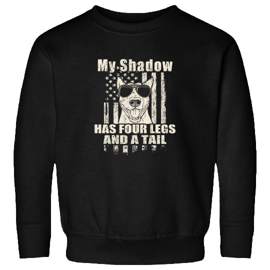 My Shadow Bull Terrier Proud American Flag Funny Sweatshirts