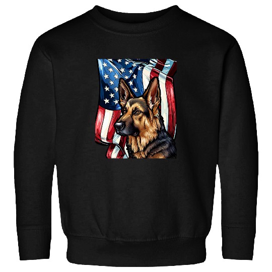 Patriotic German Shepherd American Flag Sweatshirts
