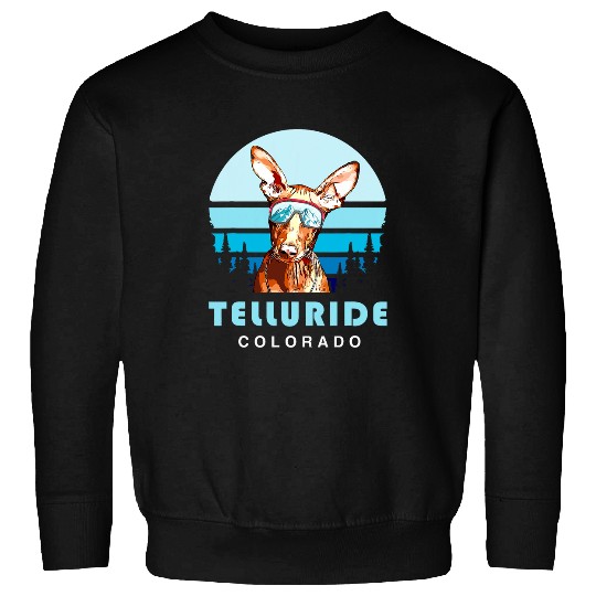 Pharaoh Hound Winter Skis Telluride Colorado Dog Lover Sweatshirts