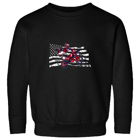 Motocross Rider DirtBike Motorcycle Racing American US Flag Sweatshirts