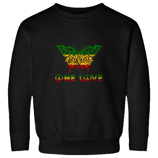One Love Rastafarian Peace Butterfly Rasta Reggae Pride Sweatshirts