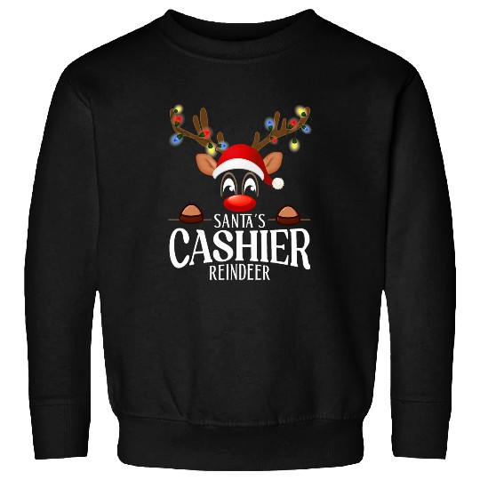 Santas Cashier Reindeer Funny xmass Matching PJS Sweatshirts