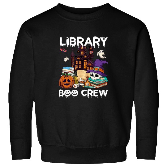 Kid Library Boo Crew School Librarian Halloween Library Book Sweatshirts