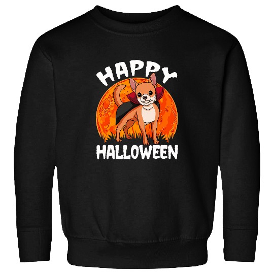 Happy Halloween Chihuahua Dog In Spooky Vampire Costume Sweatshirts