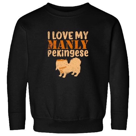 Pekingese Manly Canine Pet Funny Boy Dog Gender Reveal Cute Sweatshirts