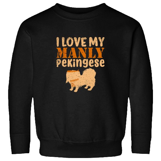 Pekingese Manly Canine Pet Funny Boy Dog Gender Reveal Cute Sweatshirts
