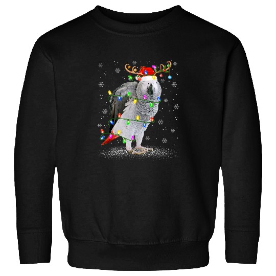 xmass Lights Gorgeous Reindeer African Grey parrot Christmas Sweatshirts