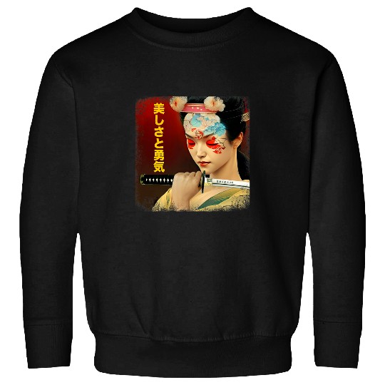 Japanese Geisha Girl Wakizashi swords Japan Bushido Samurai Sweatshirts