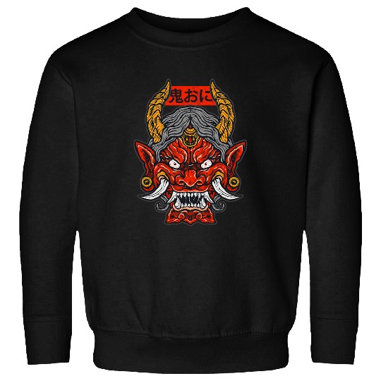 Japanese Demon Art Face Skull devil oni Harajuku Aesthetic 21 Sweatshirts