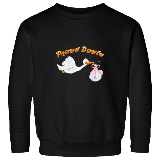 Womens Proud Doula Pregnancy Expecting Mom Mother Baby Babies Stork Sweatshirts