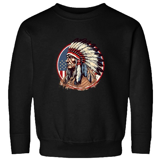 Native American day Indian Chief American USA flag Sweatshirts