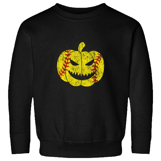 Softball Player Scary Pumpkin vintages Costume Halloween 2 Sweatshirts