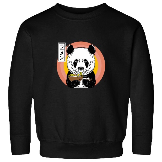 Panda Eating Ramen Noodle Soup Retro Japanese Art Aesthetic 1 Sweatshirts
