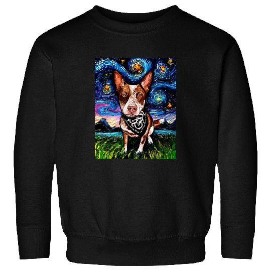 Red Heeler with Bandana Starry Night Cattle Dog Art by Aja Sweatshirts