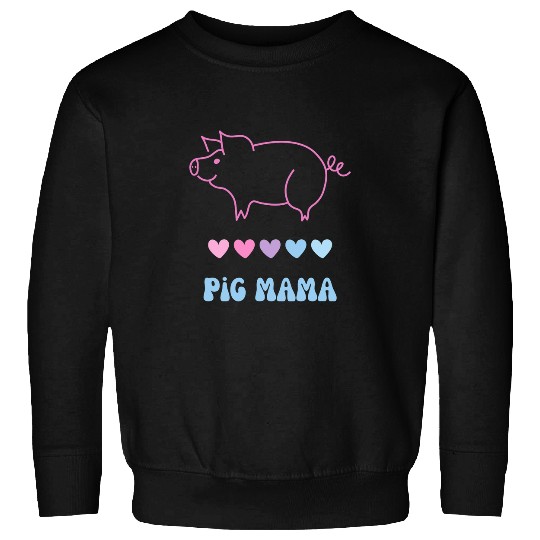 Pig Mama Womens Cute Farm Animal Pink Blue Purple Sweatshirts