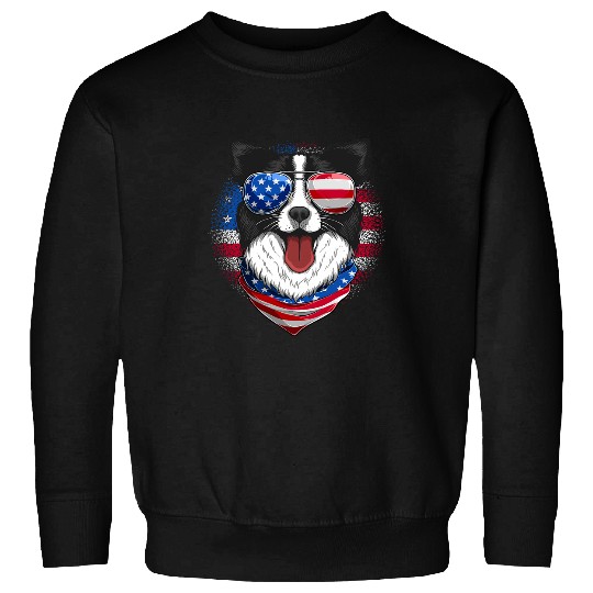 Patriotic Border Collie 4th of July USA vintages Merica Funny Sweatshirts