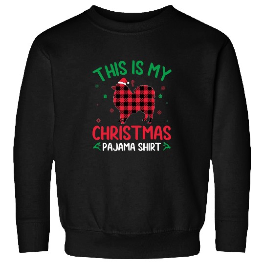 Red Plaid This Is My American Eskimo Dog Christmas Pajama Sweatshirts