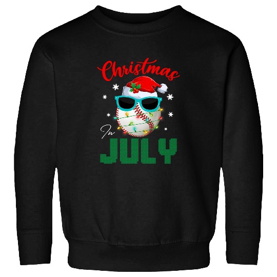Santa Baseball Ball Sunglasses xmass Lights Christmas In July Sweatshirts