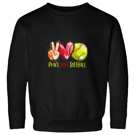 Softball Player Girls Peace Love Softball Sweatshirts