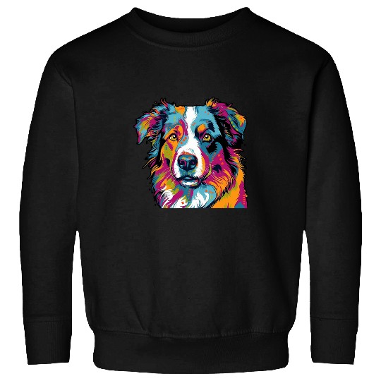 PopPups Artistry Cute Australian Shepherd PopArt Sweatshirts