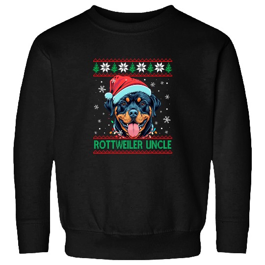 Rottweiler Uncle Santa Hat Rottweiler Dog Ugly Christmas Sweatshirts