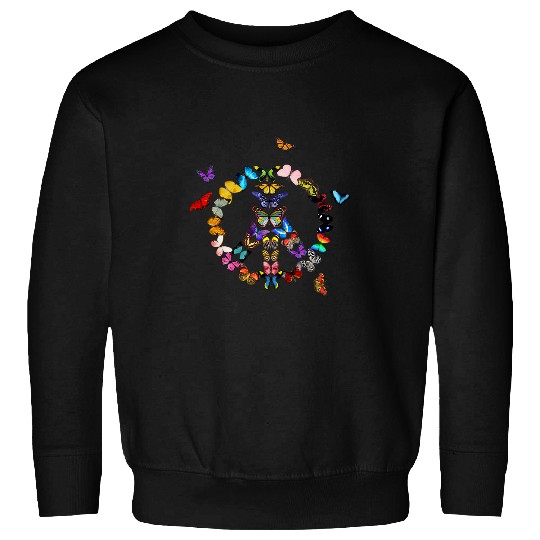 Peace Sign Butterflies 60s 70s Costume Retro Butterfly Sweatshirts