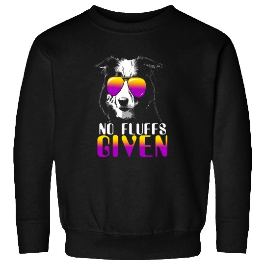 No Fluffs Given Border Collie Sunglasses Cute Dog Sweatshirts