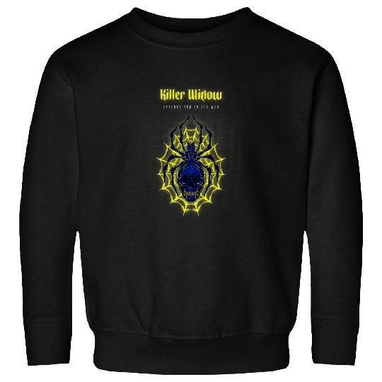 Yellow Net Skull Black Widow Spider Sweatshirts