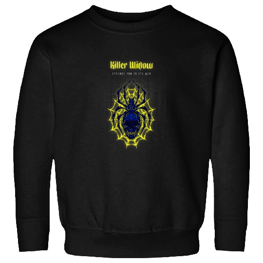 Yellow Net Skull Black Widow Spider Sweatshirts