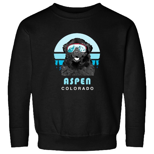 Newfoundland Winter Skis Aspen Colorado Dog Lover Sweatshirts