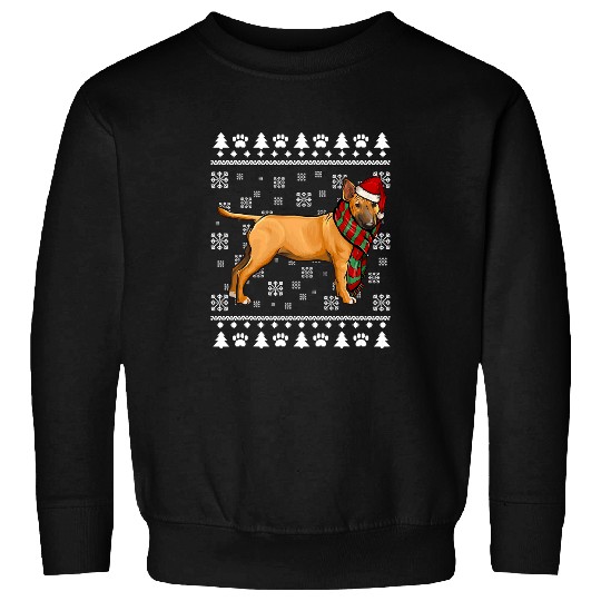 Miniature Bull Terrier Dog Santa Hat xmass Ugly Christmas Sweatshirts