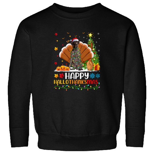 Funny Happy German Shorthaired Pointer Dog HelloThanksMas Sweatshirts