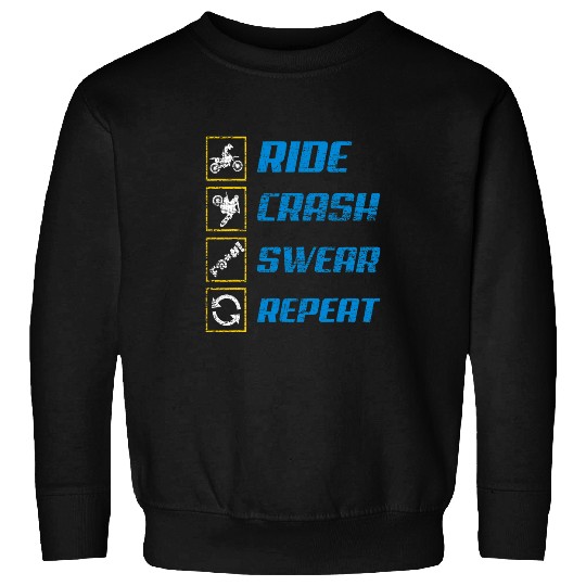Ride Crash Swear Repeat 2Funny Biker Motocross Gift Sweatshirts
