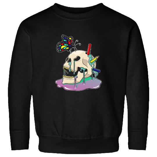 Pastel Goth Skull Aesthetic Butterfly Art Teaching Sweatshirts